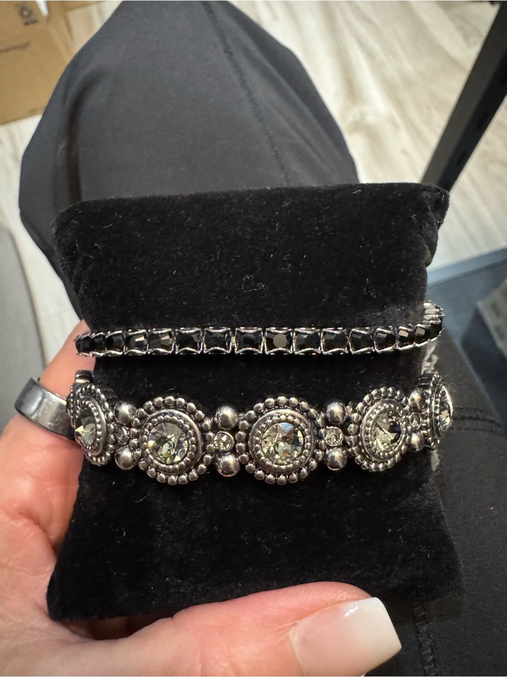 Touchstone Crystal by Swarovski, Jet Stretch Bracelet, New in Box